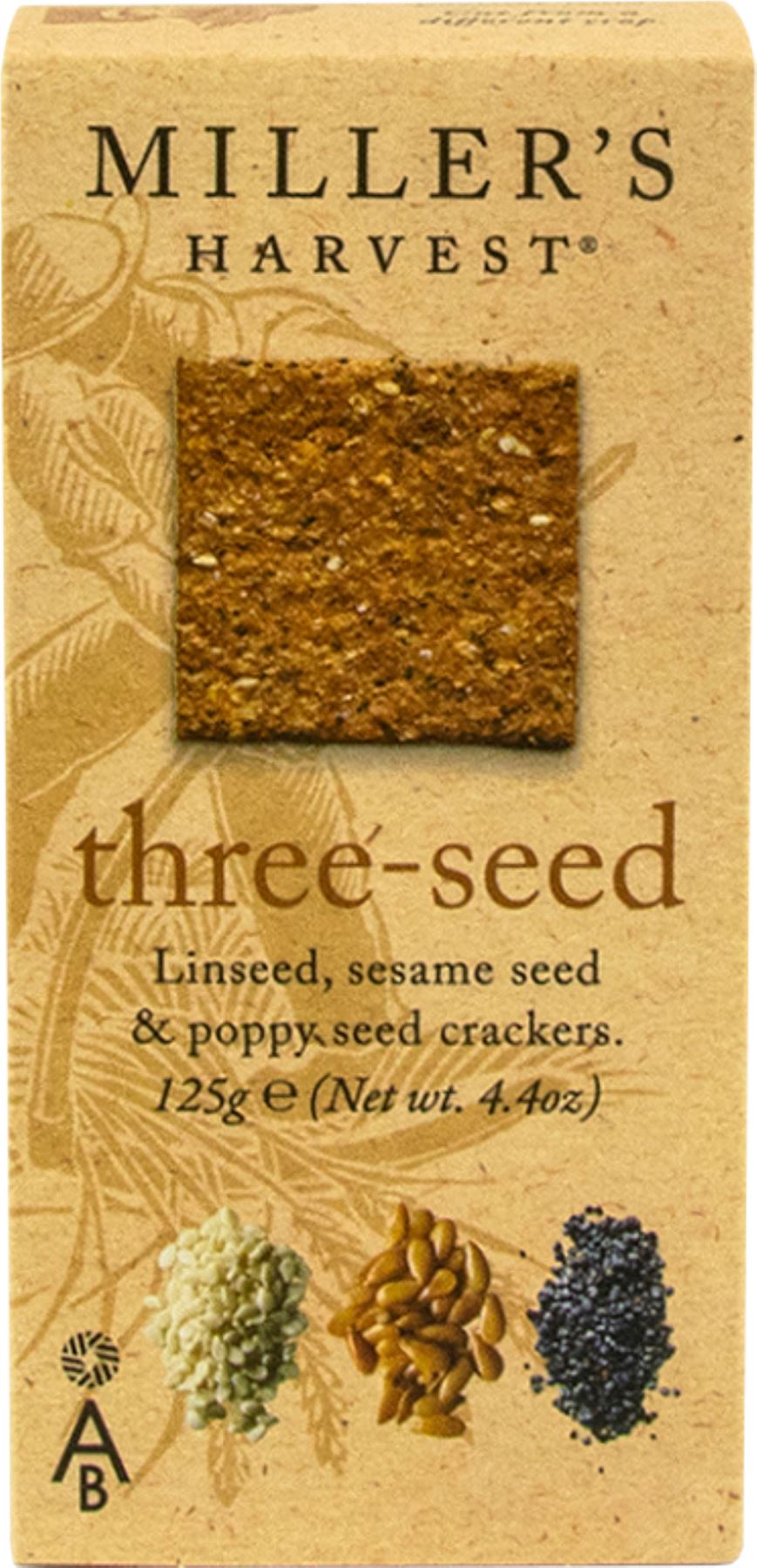 ARTISAN BISCUITS Miller's Harvest Three Seed 125g - 1 Case