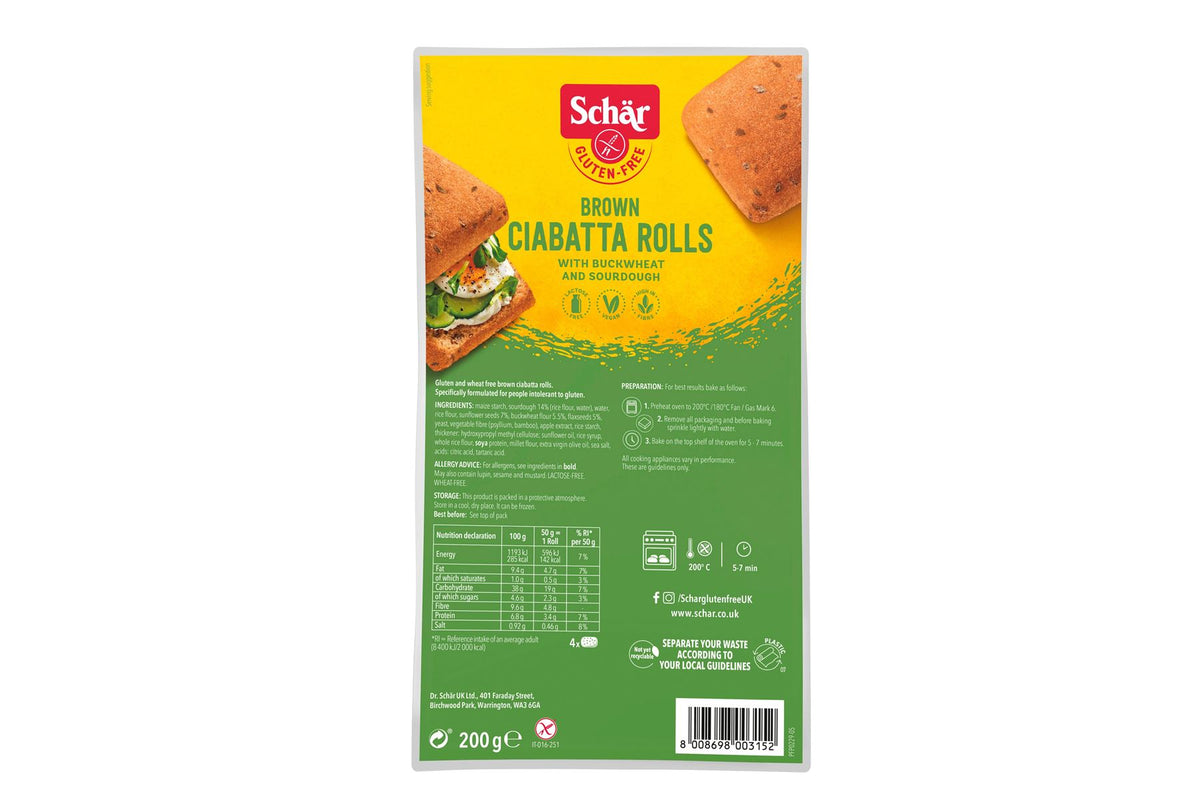 Schar Gluten Free Brown Ciabatta (Case of 8)