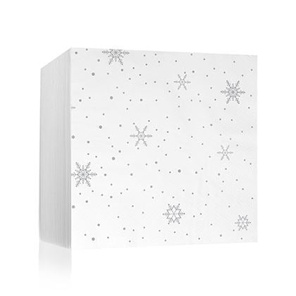 Christmas Snowflake Silver Napkin 40cm 2ply (Case of 1)