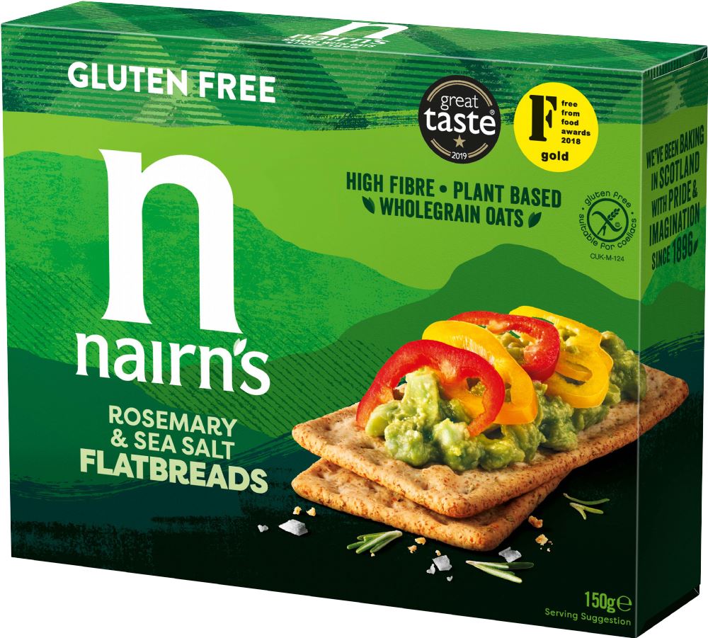 NAIRN'S Gluten Free Flatbreads - Rosemary & Sea Salt 150g - 1 Case