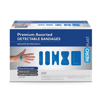 AeroPlast Blue Detectable Premium Assorted Plasters