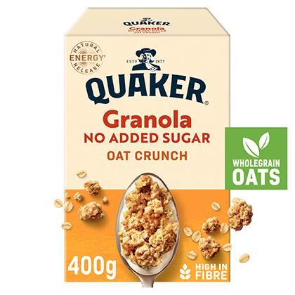 Quaker Granola No Added Sugar Oat Crunch 400g (Case of 6)