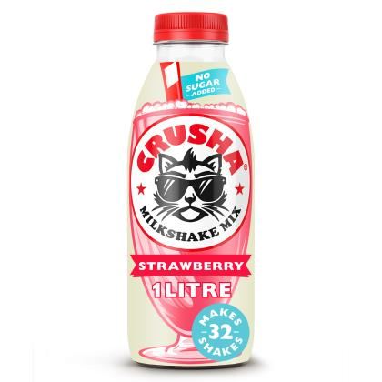 Crusha Strawberry Flavour No Added Sugar Milkshake Mix Bottle (Case of 12)
