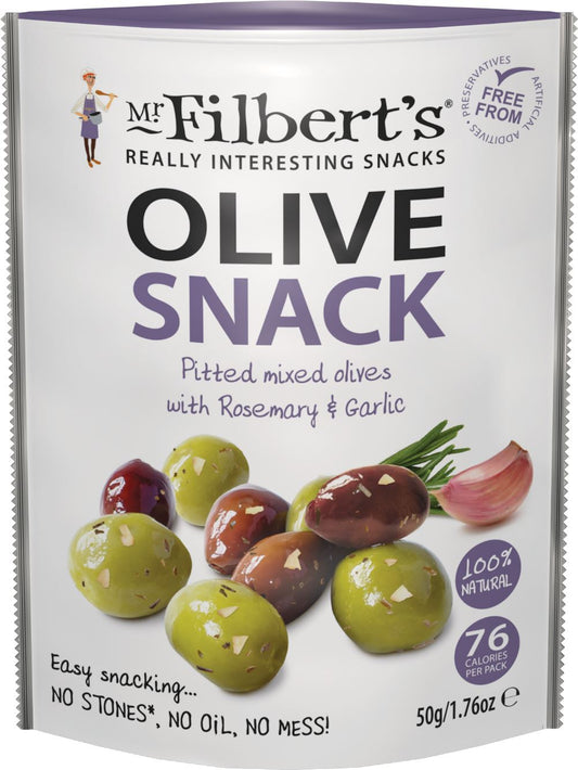 MR FILBERT'S Pitted Mixed Olives with Rosemary & Garlic 50g - 1 Case
