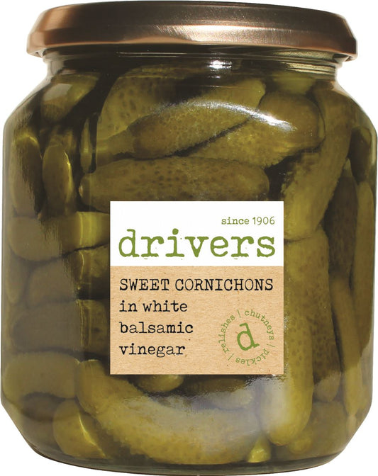 DRIVERS Sweet Cornichons in White Balsamic Vinegar 550g - 1 Case