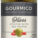 GOURMICO Green Olives Stuffed with Red Pepper 240g - 1 Case