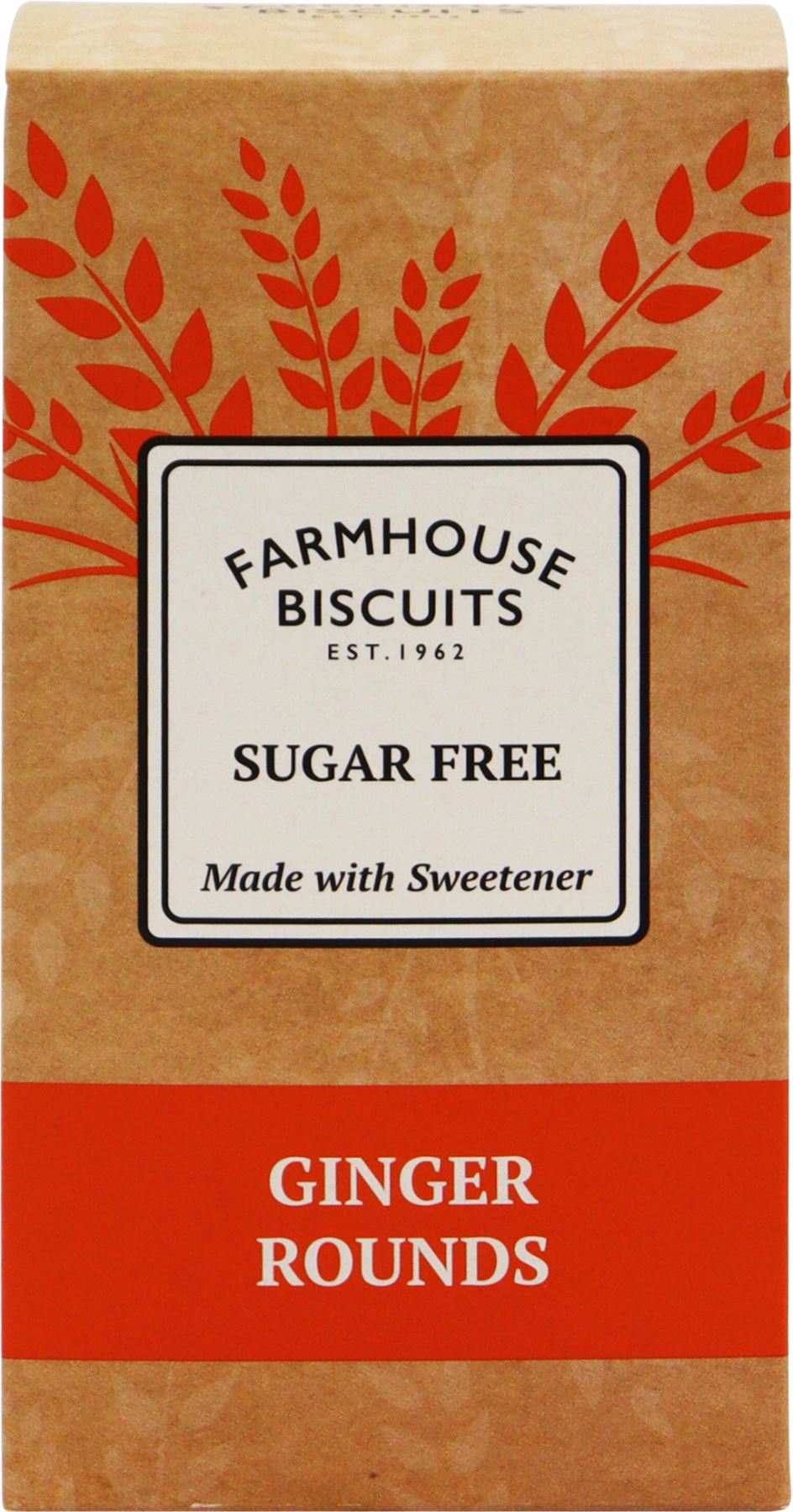 FARMHOUSE BISCUITS Sugar Free Ginger Rounds 150g - 1 Case
