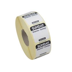 Square Trilingual Removable Label Sunday 25mm (1") (Case of 1)