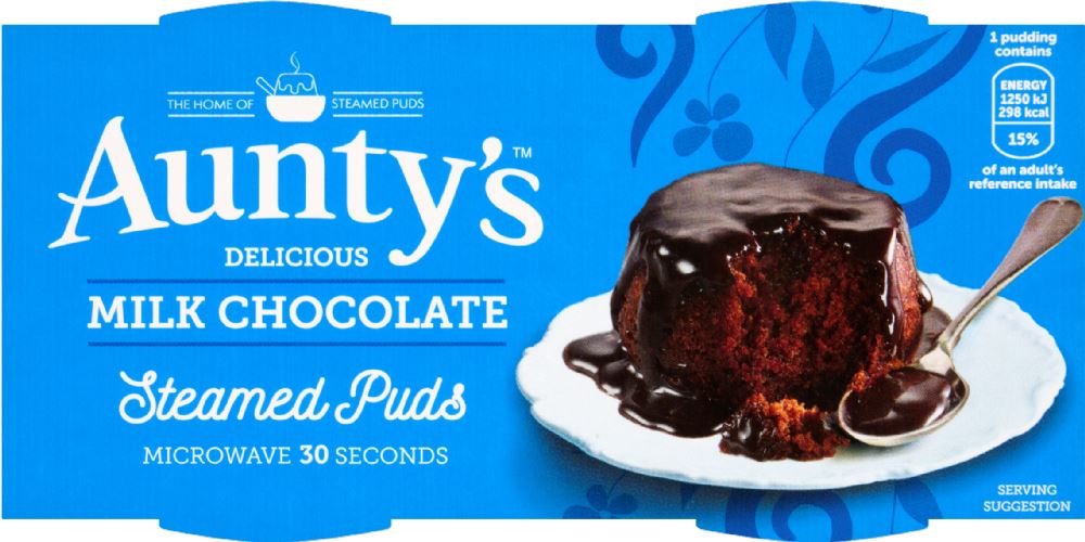 AUNTY'S Chocolate Steamed Puds (2x95g) - 1 Case