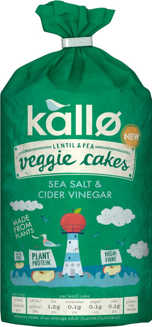 KALLO Lentil & Pea Veggie Cakes - Sea Salt & Cider Vinegar 122g
