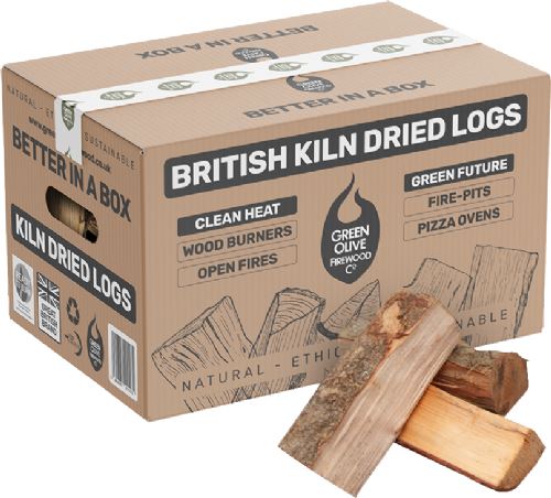 GREEN OLIVE FIREWOOD British Kiln Dried Log Box 19L