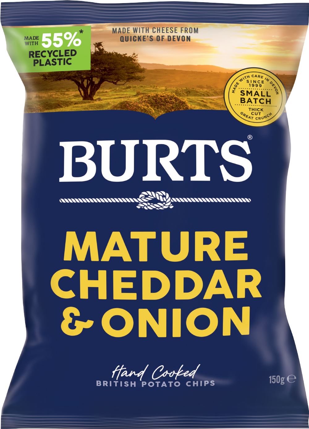 BURTS SNACKS Potato Chips - Mature Cheddar & Onion 150g - 1 Case