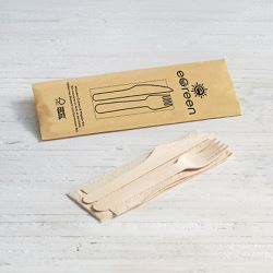 Wooden Disposable Three Piece Cutlery Set