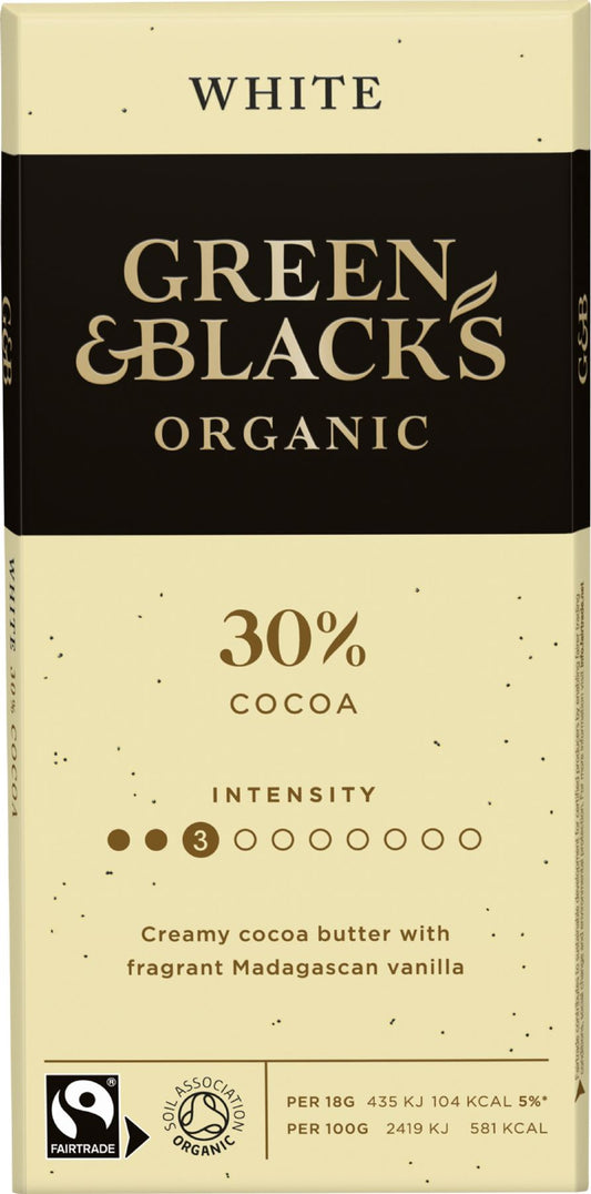 GREEN & BLACK'S Organic White Chocolate Bar 90g - 1 Case