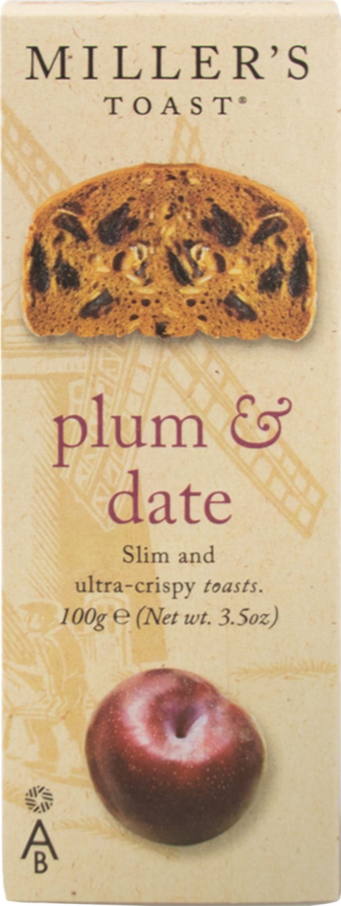 ARTISAN BISCUITS Miller's Toast Plum & Date 100g - 1 Case