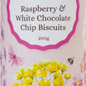 GRANDMA WILD'S Raspberry & White Chocolate Chip Biscuits in Wildflower Meadow Tube 200g
