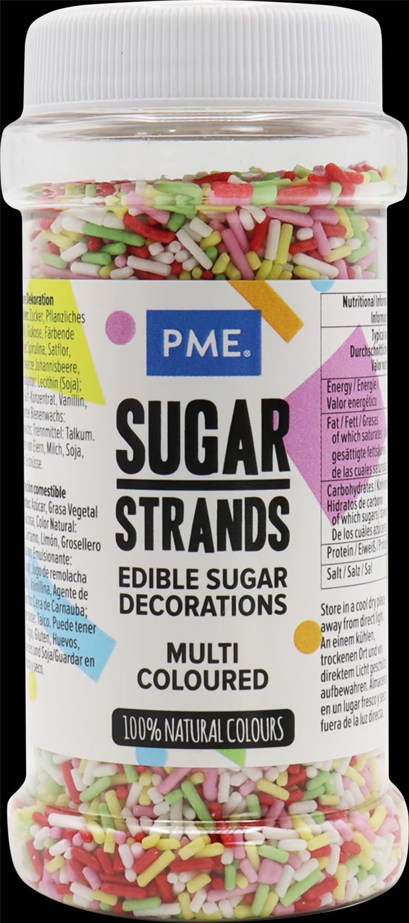 PME CAKE Sugar Strands - Multi-Coloured 80g