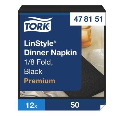 Tork LinStyle  Dinner Napkin  Black  8Fold