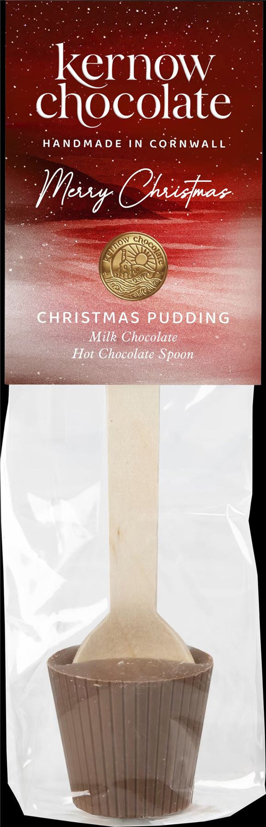 KERNOW CHOCOLATE Hot Chocolate Spoon - Christmas Pudding Milk Chocolate 37g
