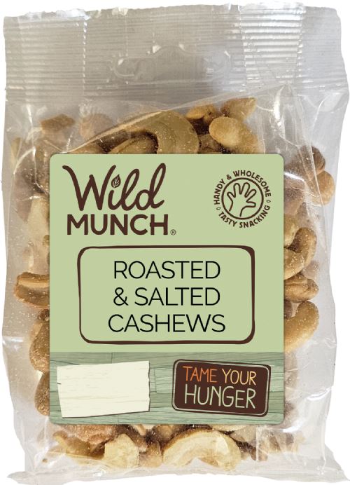 WILD MUNCH Roasted & Salted Cashews 125g