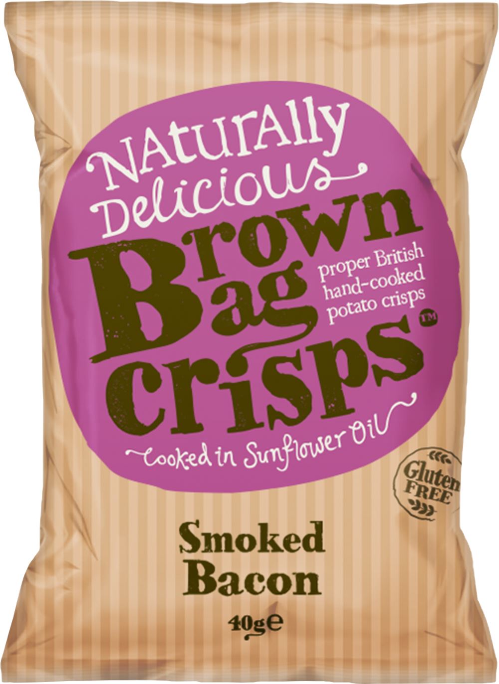 BROWN BAG CRISPS Smoked Bacon 40g - 1 Case
