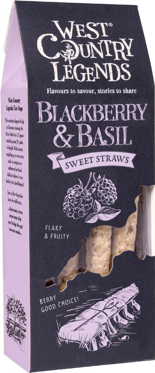 WEST COUNTRY LEGENDS Blackberry & Basil Sweet Straws 100g