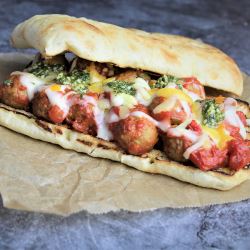 Spicy Meatballs in Salsa Sandwich Filling