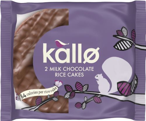 KALLO Milk Chocolate Topped Rice Cakes Twin Pack 33g