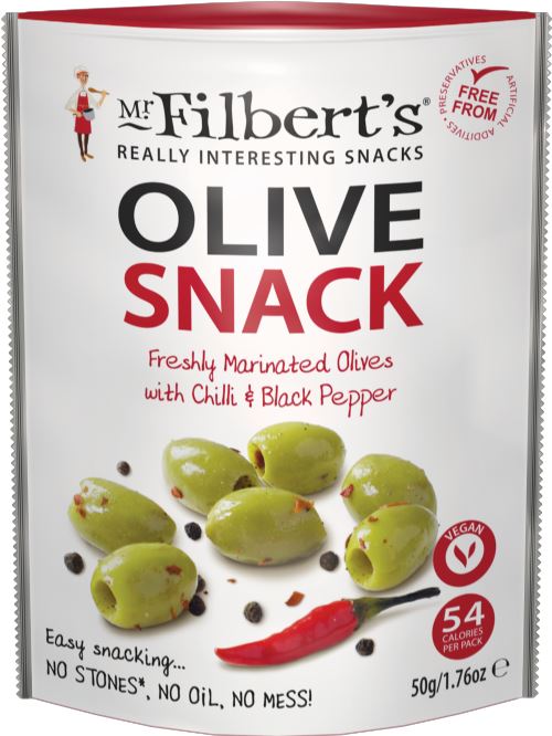 MR FILBERT'S Marinated Green Olives with Chilli & Black Pepper 50g
