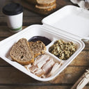 Nourish Moulded Fibre 3 Compartment Clamshell Food Box 9x9" (Case of 1)