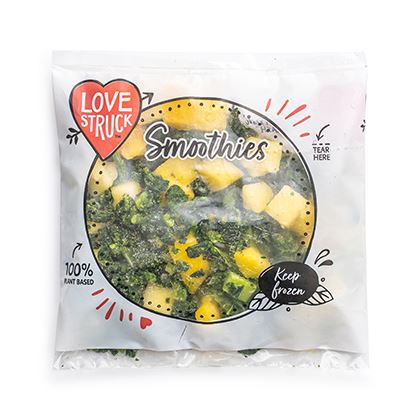 Love Smoothies Kale Kick frozen smoothie sachets.