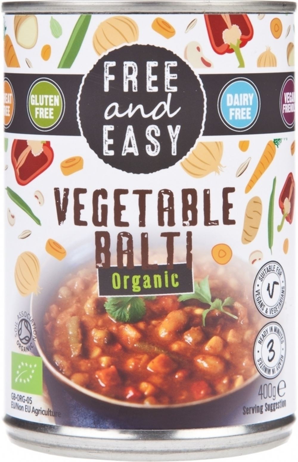 FREE AND EASY Organic Vegetable Balti 400g - 1 Case