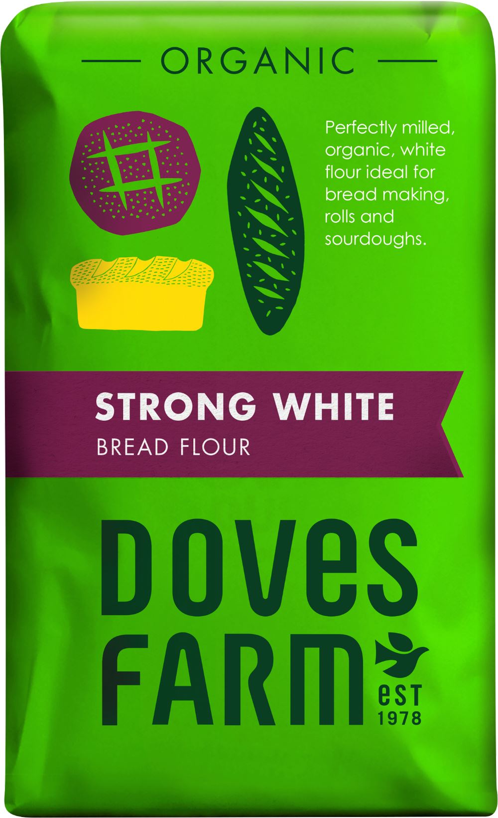 DOVES FARM Organic Strong White Bread Flour 1.5kg - 1 Case
