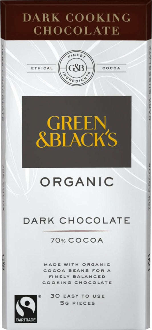 GREEN & BLACK'S Organic Dark Cooks' Chocolate 70% Cocoa 150g - 1 Case