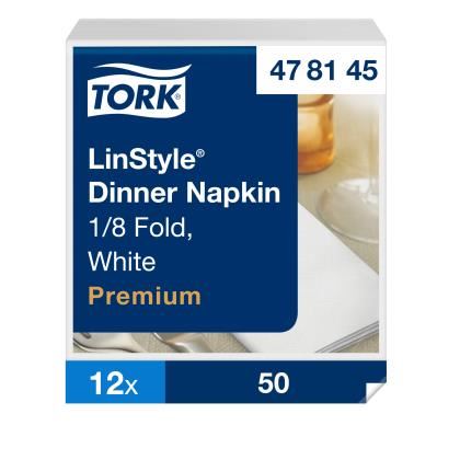 Tork LinStyle  Dinner Napkin  white  8Fold Ind Compostable