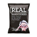 Real Crisps Sea Salt and Black Pepper Flavour Hand Cooked Potato Crisps (Case of 48)