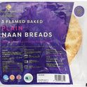 LEICESTER BAKERY 3 Flamed Baked Plain Naan Breads - 1 Case