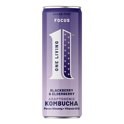 One Living Focus Blackberry & Elderberry Adaptogenic Kombucha can (Case of 12)