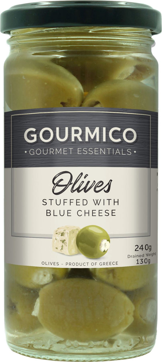 GOURMICO Green Olives Stuffed with Blue Cheese 240g - 1 Case
