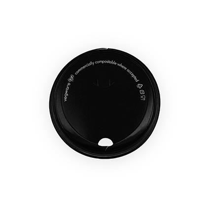 Black Hot Cup Paper Sip Lid Fits 12-16oz (Case of 1)