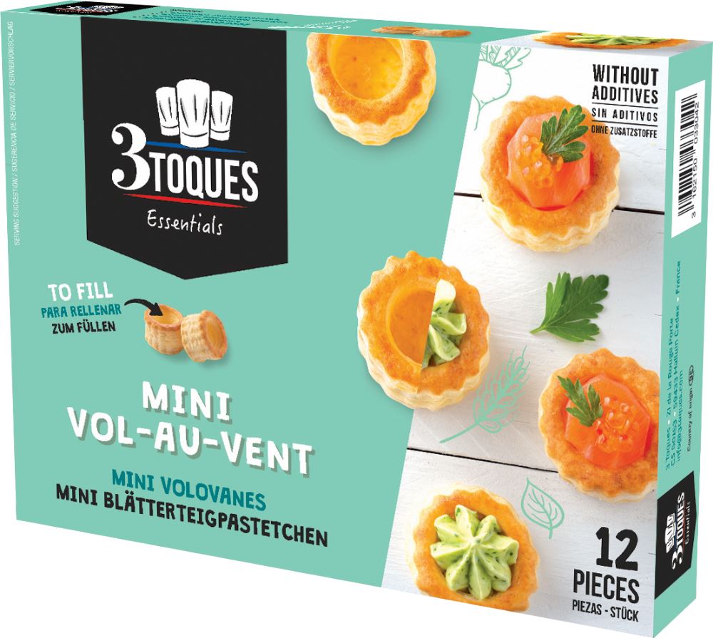 3 TOQUES 12 Mini Vol-au-Vents 66g - 1 Case