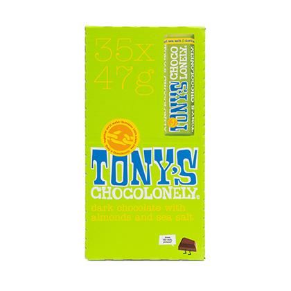 Tony's Chocolonely 47g Dark Chocolate Almond and Sea Salt Fairtrade 35 x 47g