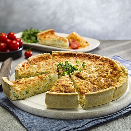 Crimp & Pring Cheese & Onion Quiche 11 Inch Pre-cut 12Ptn (Case of 1)