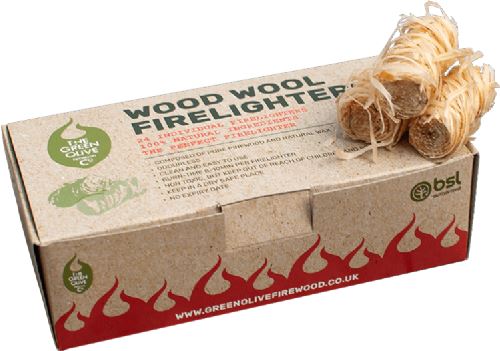 GREEN OLIVE FIREWOOD Wood Wool Firelighters 48pk